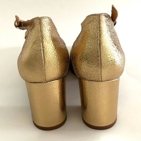 Sezane Marcie Mary Janes Gold Crackle Size 40/9 *NWOB* - Picture 13 of 14